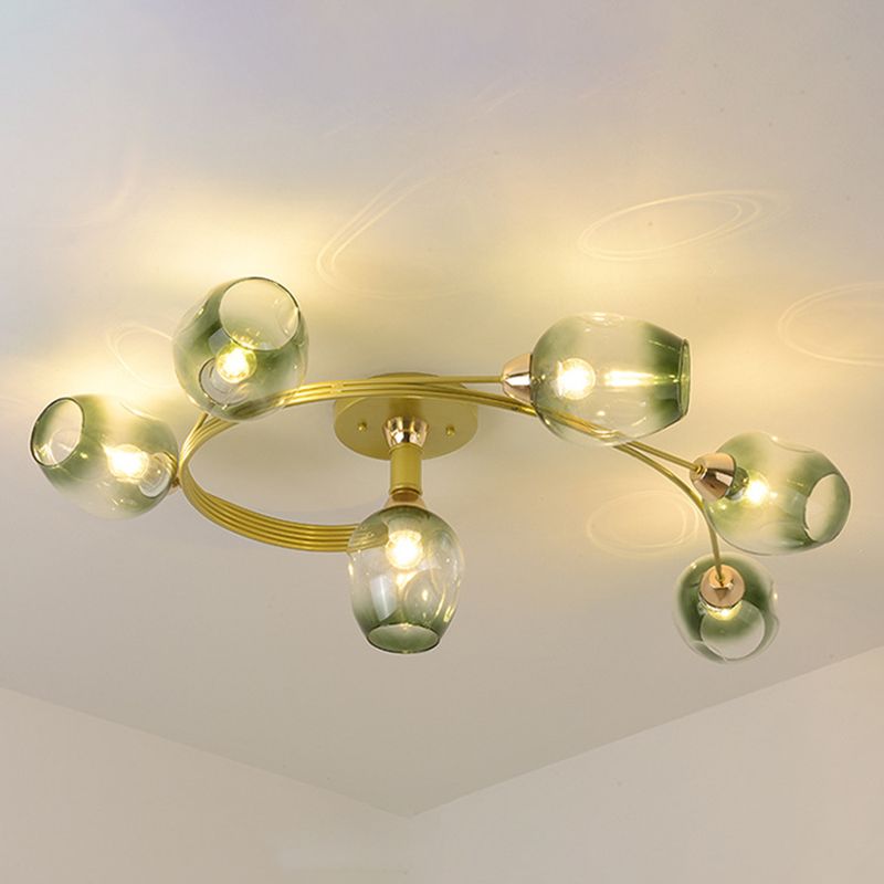 Industrial Dome Shade Unique Flush Mount Ceiling Lights Metal Semi-Flush Mount for Bedroom