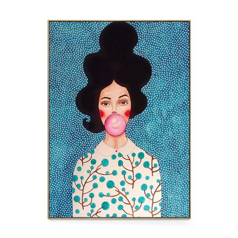 Illustration Figure Drawing Canvas Wall Art for Family Room, Pastel Color, Textured