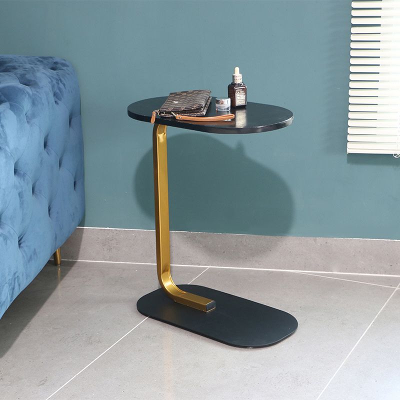 C Side Modernistic Metal Table 19.6"L Oval Table for Living Room