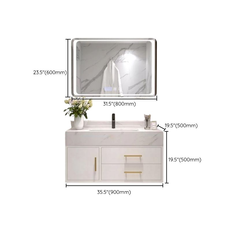 Bathroom Vanity Set Single-Sink Wall-Mounted Mirror Included Drawers Bathroom Vanity