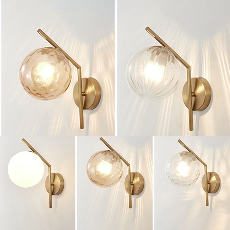 Modern Minimalist Style Spherical Wall Mount Light Fixture 1 Light Wall Lighting with Glass Shade