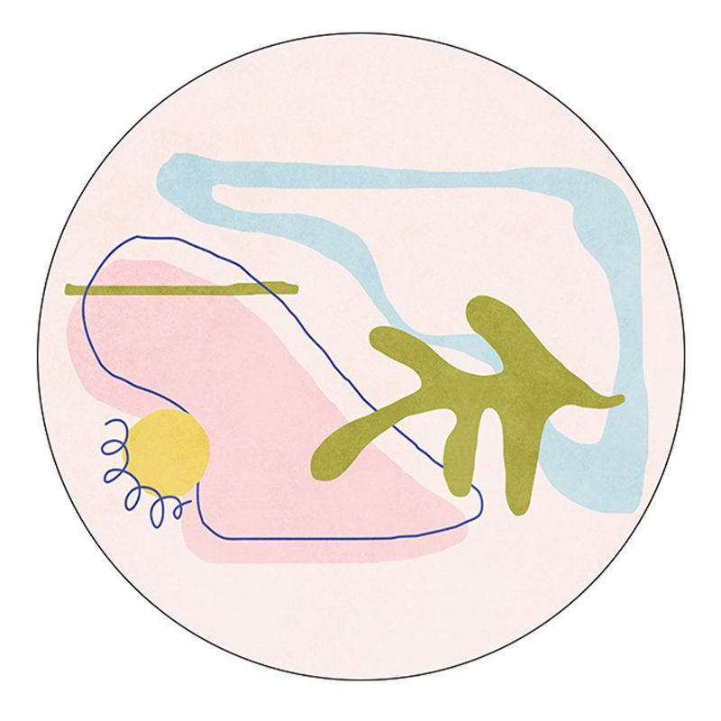 Green Nordic Rug Polyester Color Block Rug Stain Resistant Rug for Living Room