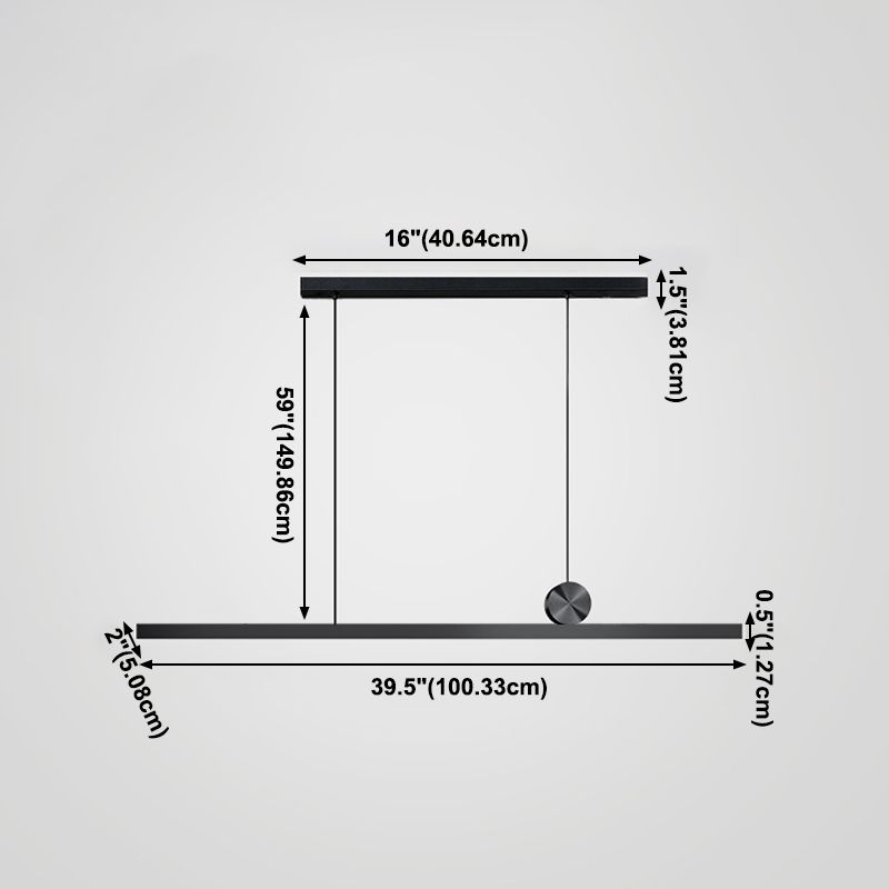 Black Modern LED Island Lighting Linear Aluminum Chandelier Light Fixture for Dining Room