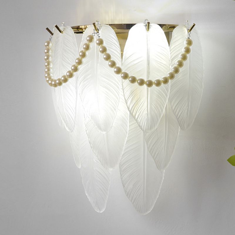 Postmodern Golden Wall Light Fixture with Glass Shade for Sitting Room