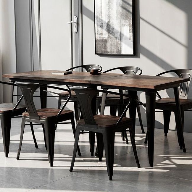 Industrial 1/2/5 Pieces Furniture Solid Wood Dining Set in Brown