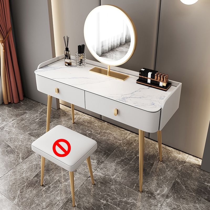 White Vanity with Makeup Table and Stool, 1/2 Drawers Dresser - 31.89" H