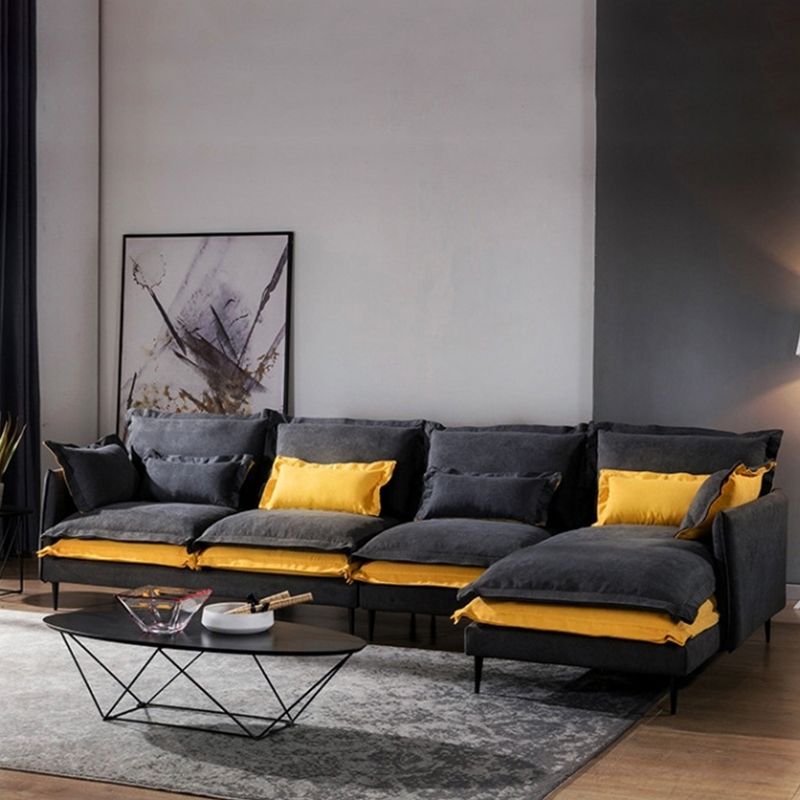 Scandinavian 5-seater Fabric Sectional L-shape Slipcovered Sectional