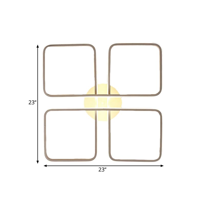 Schlafzimmer LED Semi Mount Beleuchtung Moderne weiße Deckenbefestigung mit quadratischem Metallrahmen, warmes/weißes Licht