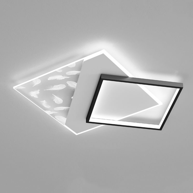 2 Light Square Ceiling Lamp Modern Style Metal Ceiling Lighting for Living Room