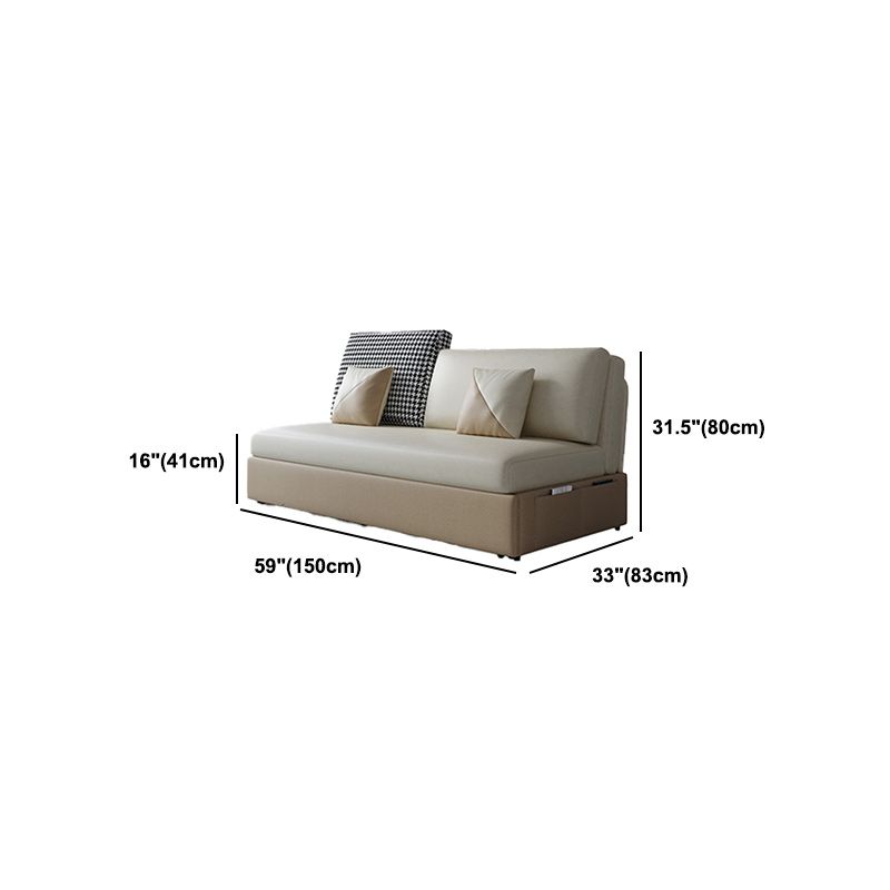 Stain Resistant Faux Leather Modern Armless Bed Sofa Couch in Beige