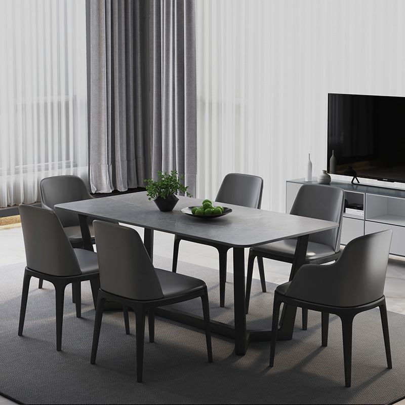 Grey Designer 1/2/5/6/7 Pieces Dining Table Set Rectangle Stone Dinette Set