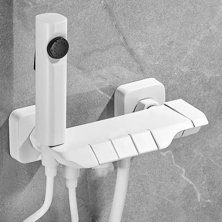 Square Shower Set Adjustable Spray Pattern Wall-Mounted Shower Set with Handshower