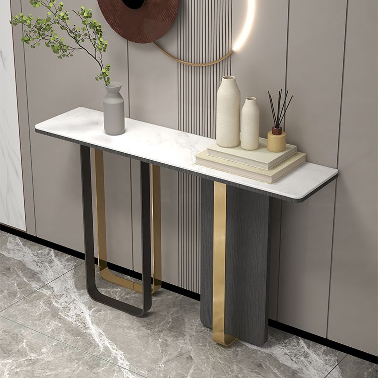 13"W Contemporary Console Table Stone White Rectangle Console Sofa Table
