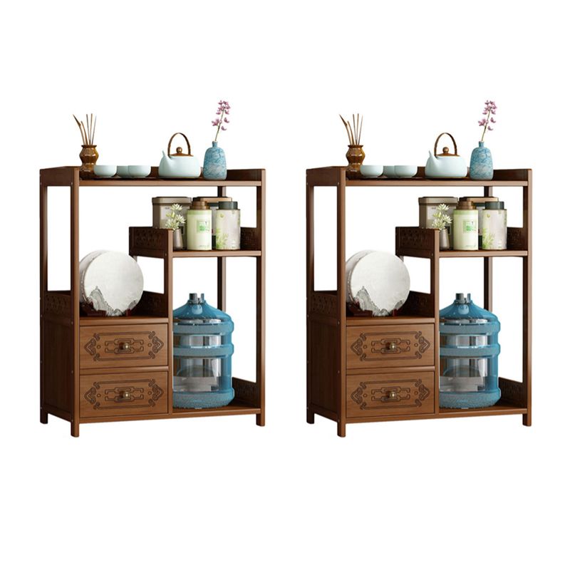 Contemporary Style Table Double Tier Wood Accent Side Table with Shelf