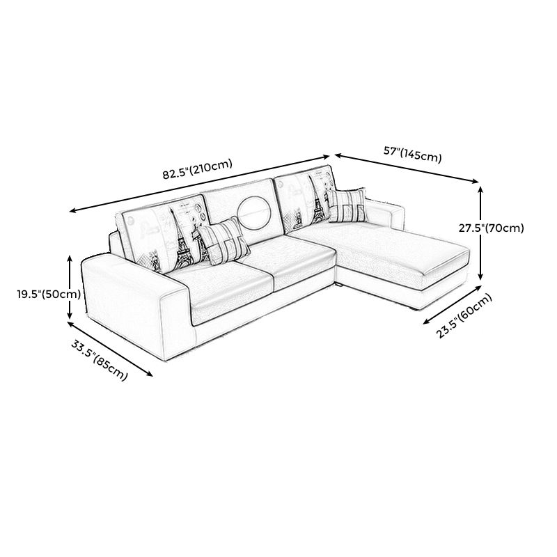 Square Arm Sectionals 27.56"High Removable Cushions Sofa with Ottomans