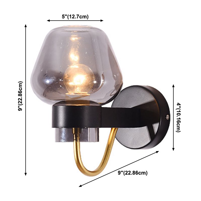 Modern Style Brass Wall Light Bowl Wall Sconce with Glass for Living Room