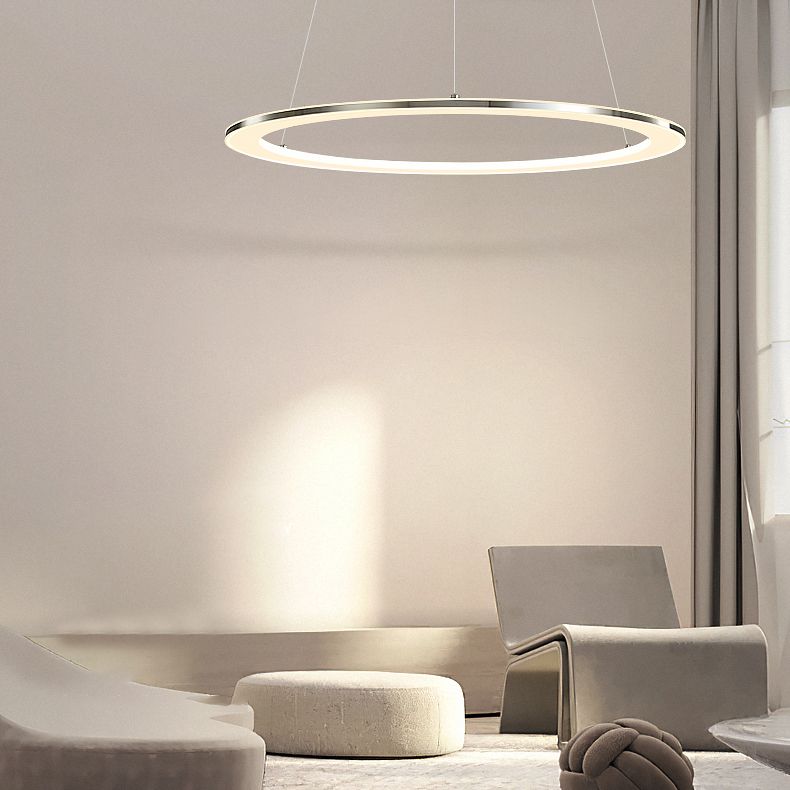 Circular 1-Light Hanging Light Fixtures Modern Style Metal Chandelier Pendant Light