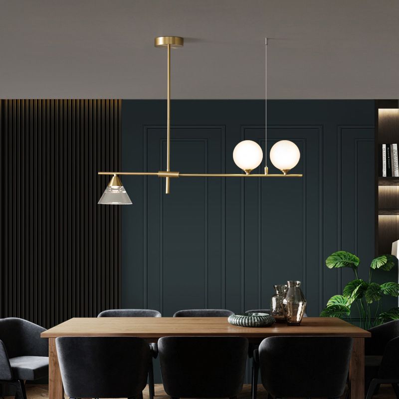Glass Globe Island Pendant Lighting Modern Multiple-Light Island Light Fixtures