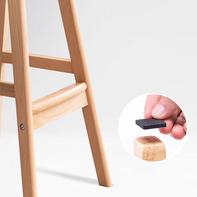 Scandinavian Footrest Solid Wood Bar Stool Low Back Home Stool