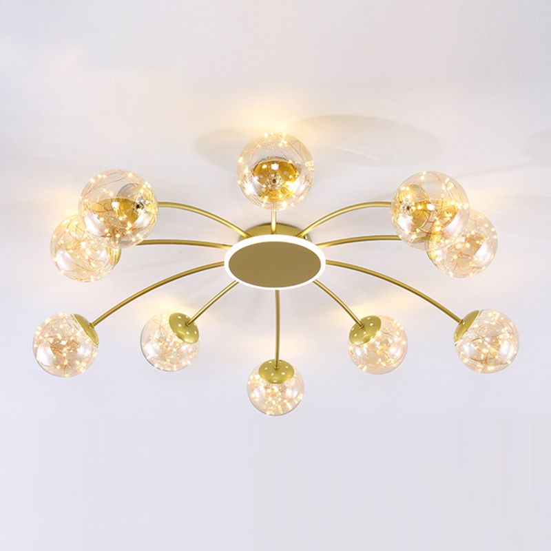 Bola de vidrio Flush Luz de techo de estilo moderno Montaje Montaje de montaje en oro en oro