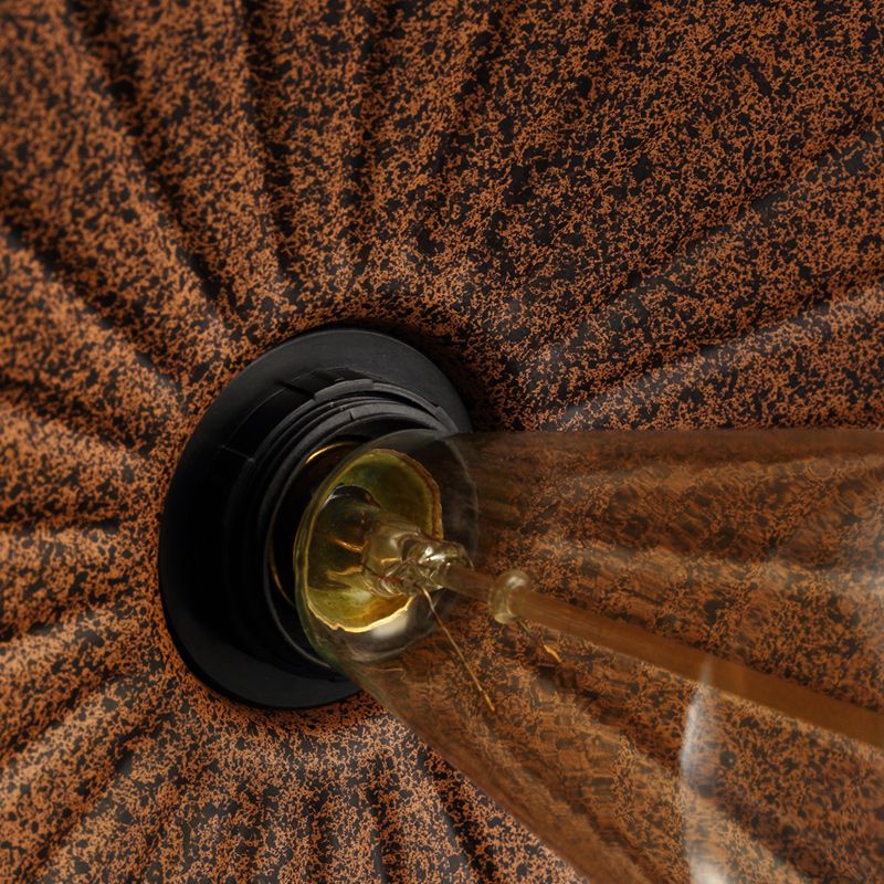 Rust Finish Scalloped Pendant Light Lodge Style Iron 1 Light Kitchen Hanging Lamp, 10"/12" Diameter