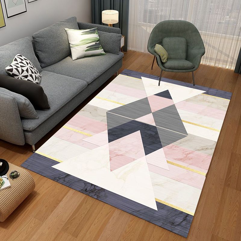 Contemporary Style Rug Polyester Abstract Printing Carpet Washable Rug for Living Room
