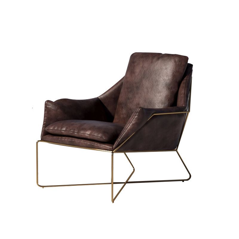 27.56" Wide Scandinavian Style Accent Armchair Cross Metal Frame Arm Chair