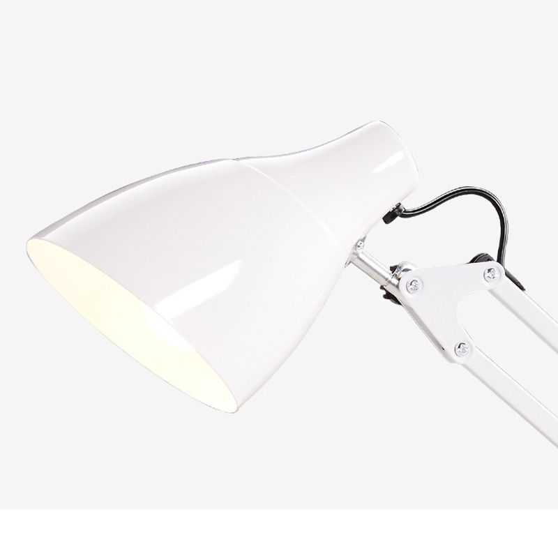 Nordic 1-Light Swing Arm Task Lampe Conical Light With Metal Shade for Study Room