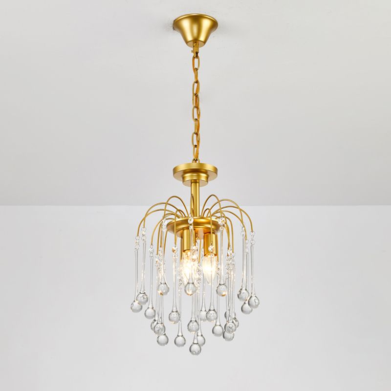 Clear/Deep Tan Crystal Sputnik Colgante Candelier Tradiciony 3/5/6 Bulbos Techo colgante en oro