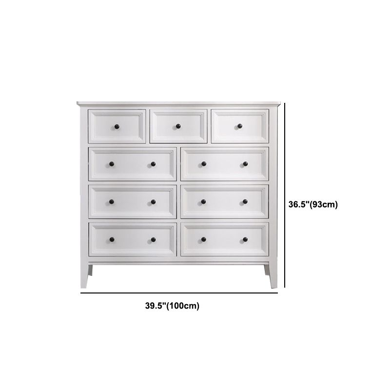 Modern Style White Storage Chest Rustic Solid Wood Chest with Multi Drawers