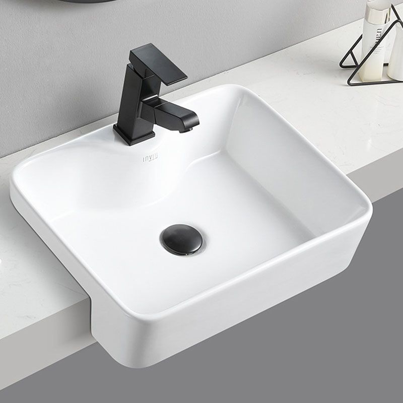 Modern Bathroom Sink Rectangular Vessel Lavatory Sink in White(Not Included Faucet)