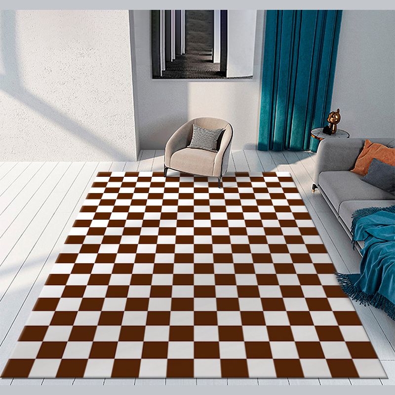 Funky Checkered Print Rug Polyester Area Carpet Stain Resistant Indoor Carpet for Living Room
