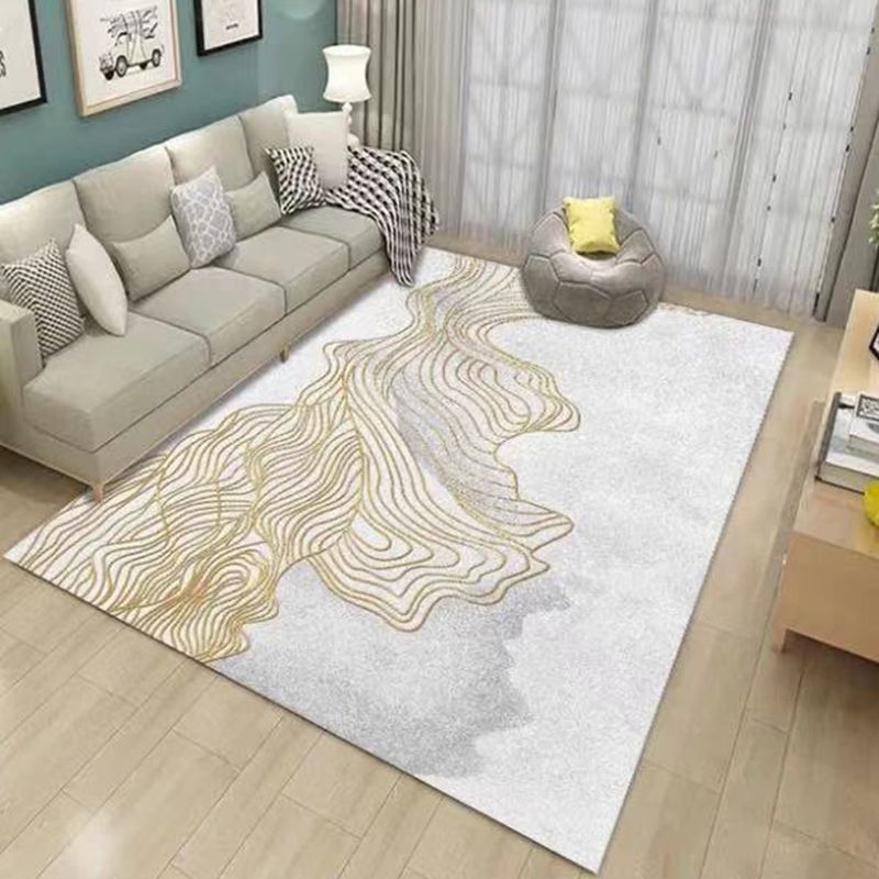 Contemporary Indoor Rug Polyester Abstract Printing Rug Washable Area Carpet for Living Room