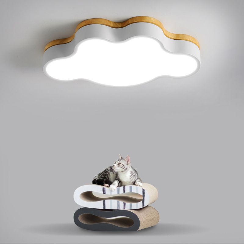 Le nuage en bois LED Ceiling Fixture in Modern Creative Style Acrylique Macaron Flush Mount for Bedroom