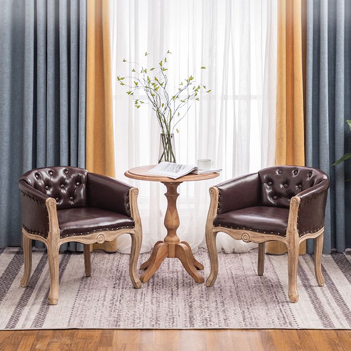 Upholstered Dining Arm Chair Tufted Dining Armchairs with Rubberwood Legs
