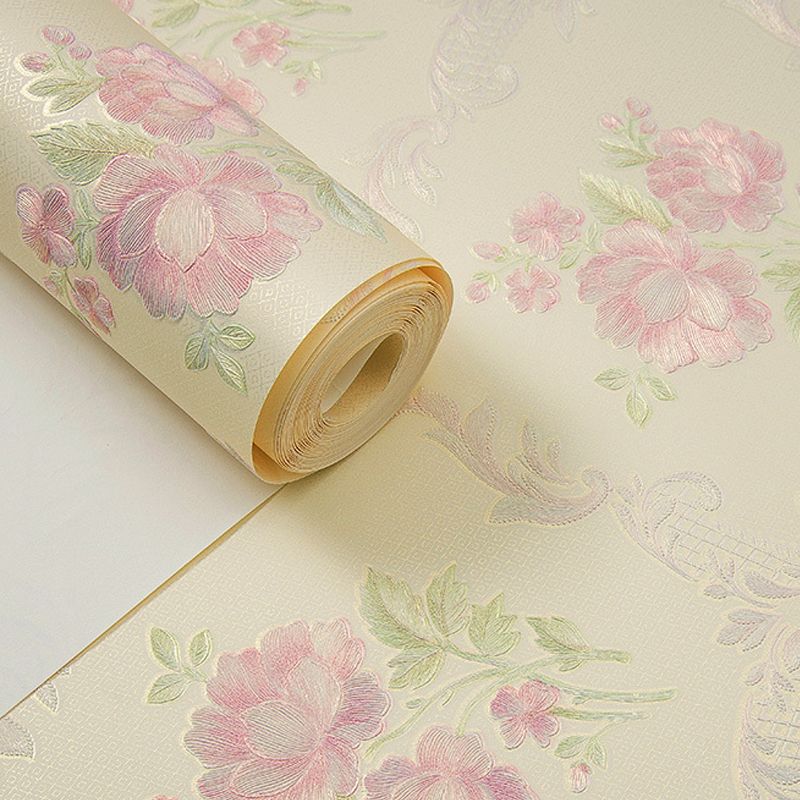 Beautiful Blooming Peony Wallpaper Roll for Bedroom, Pastel Color, 31' L x 20.5" W