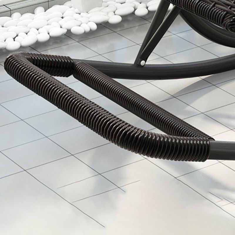 Contemporary Spindle Rattan Rocking Chair Metal Frame Wheel Handrail Design Rocker Chair