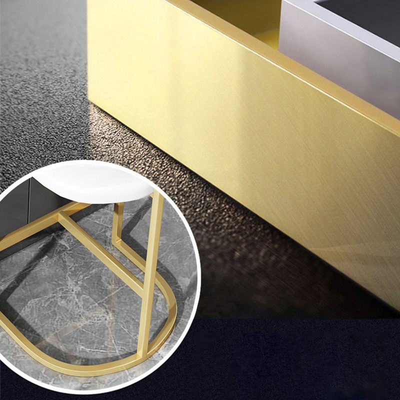 Glam Style Faux Leather Barstool Low Back Bar Stool with Gold Frame