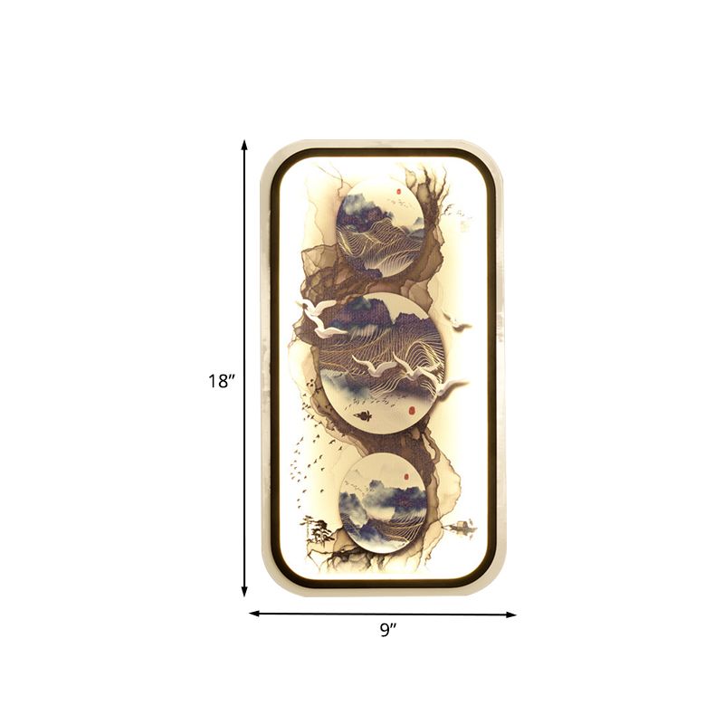 Résumé Peinture Mural Light Sconce Asian Fabric Restaurant LED Mur LEM Lampe en noir