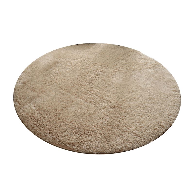 Minimalist Indoor Round Rug Solid Color Rug Polyester Stain Resistant Area Rug for Living Room