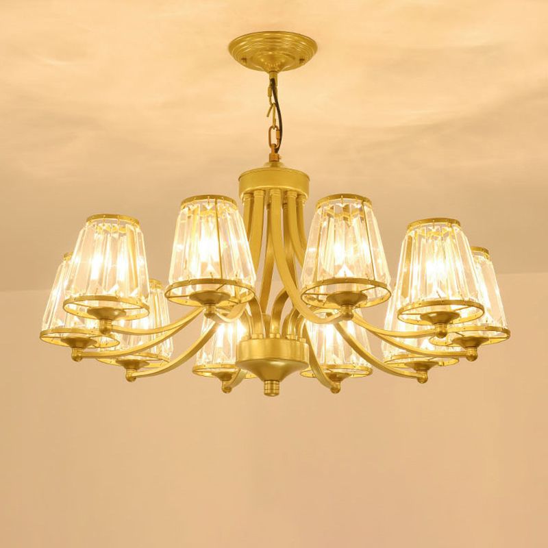 Crystal Prism Hanging Chandelier Conical Traditional Style Pendant Lighting Fixture