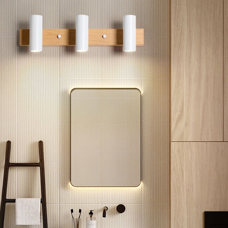 Lámpara de tocador de forma de cilindro de tocador de tocador de hierro de estilo nórdico con sombra de metal para dormitorio