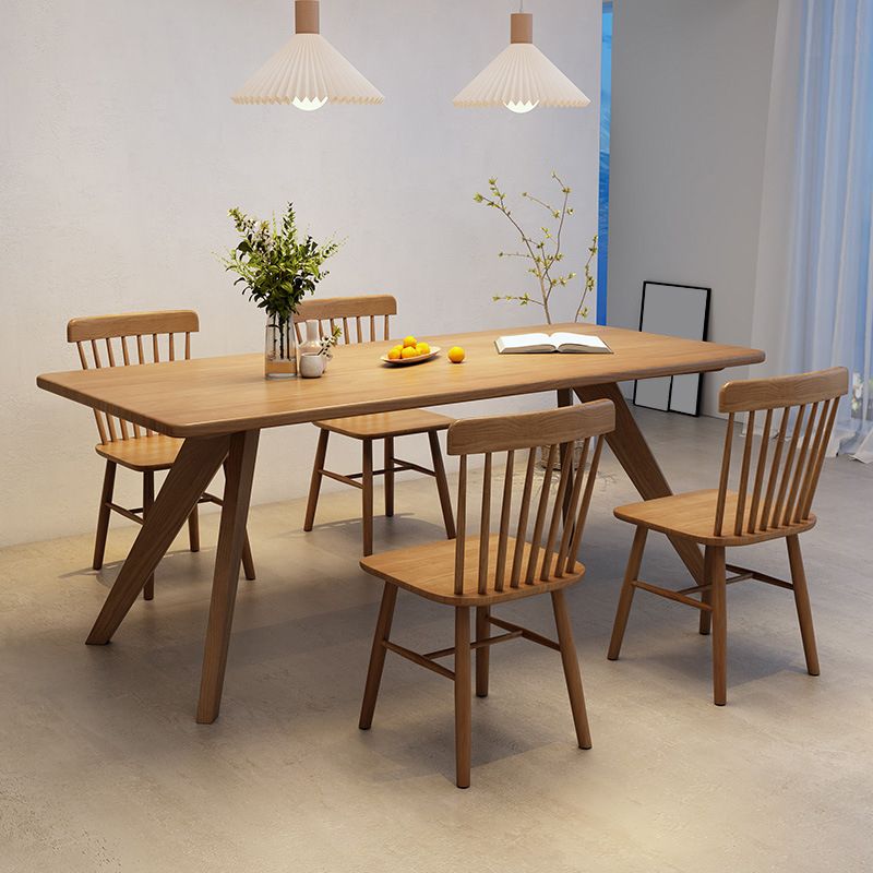 Industrial Style Dinette Table Solid Wood Rectangle Dinner Table in Brown