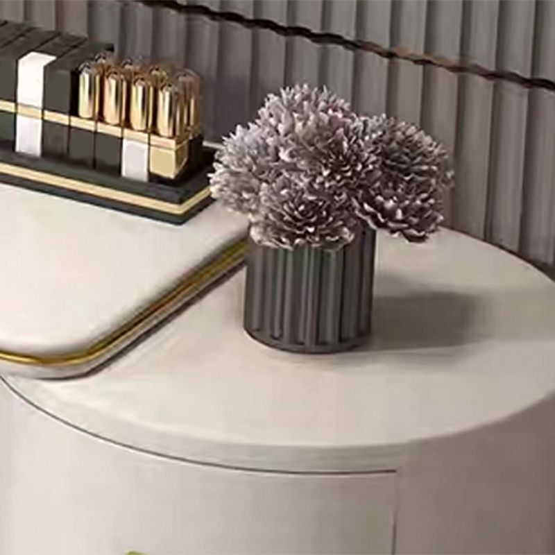 2 Drawers Vanity Set with Stool and Mirror Genuine Leather Makeup Vanity Table for Women