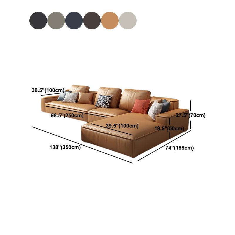 Nordic Recessed Arm Stationary Faux Leather Living Room Sofa Chaise
