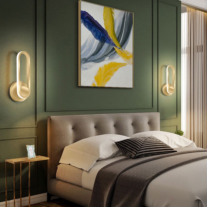 1-Light Oval Wall Mount Light Modern Style Metal Wall Sconce Lights
