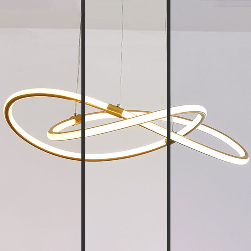 Minimalist Twist Chandelier Pendant Acrylic Living Room LED Suspension Lamp in Gold