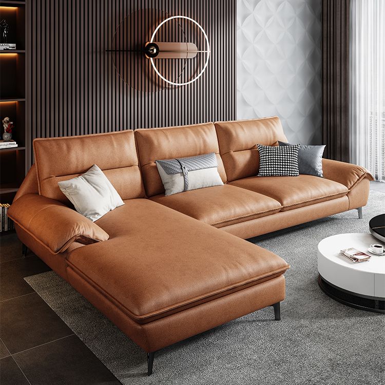 Sewn Pillow Back Faux Leather Pillow Top Arm Sofa with Waterproof and Stain Resistant