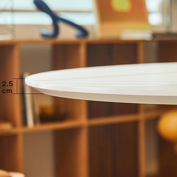 Round Tulip Base Modern Dining Table White Fixed Table with Sintered Stone