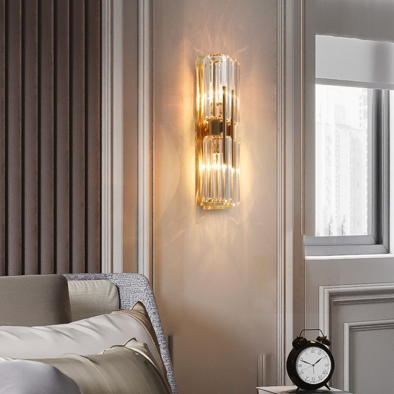 Geometrischer Schatten mehrleicht Wandleuchten Moderner Kristallwandmontageleuchte in Messing